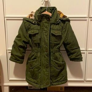 Army green hooded winter coat 12m
